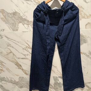 PAIGE Dark Blue Flare & Wide Leg Jeans